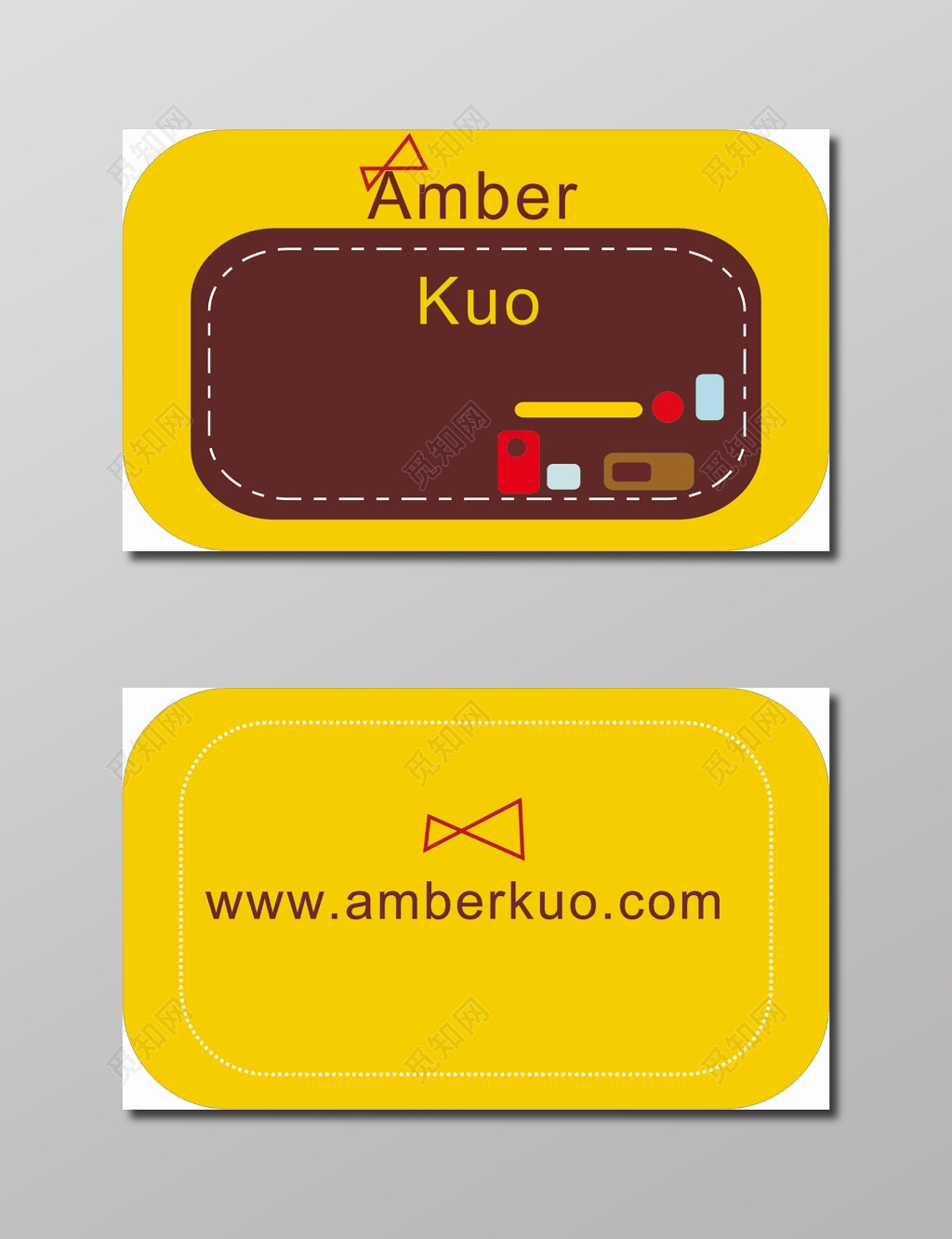黄色背景矢量物体卡通名片