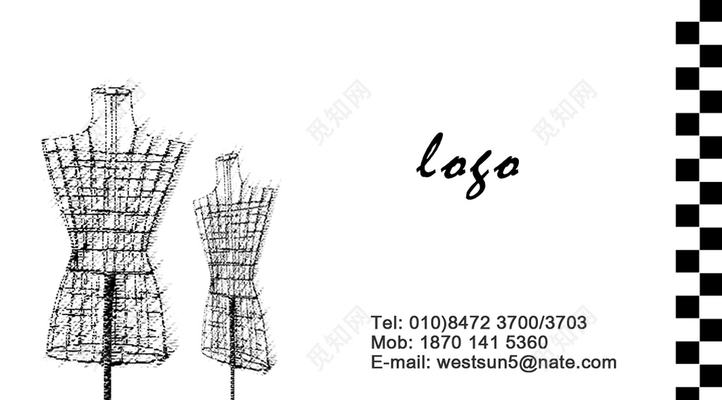 简约时尚白色个人商务服装名片