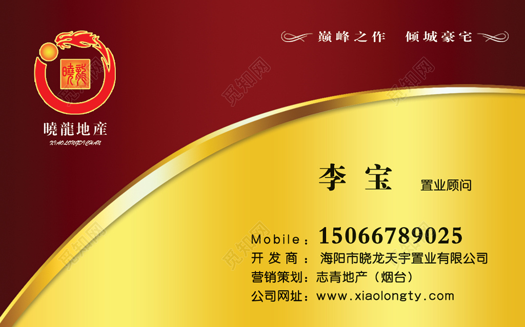 地产名片简约金色时尚人物介绍名片设计模板