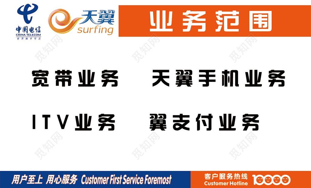 电信名片简约白色名片设计模板