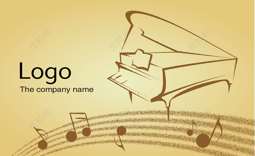 钢琴名片简约棕黄色艺术名片设计模板