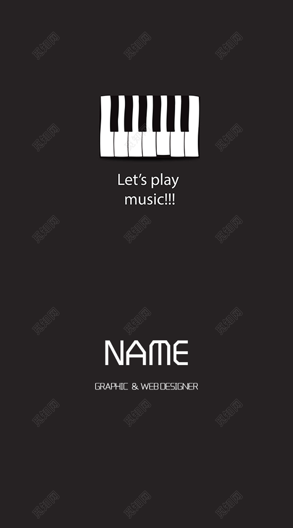 钢琴名片简约黑色英文名片设计模板