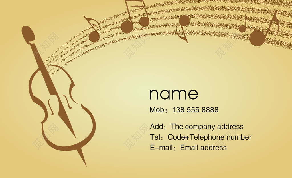 钢琴名片简约英文人物介绍名片设计模板