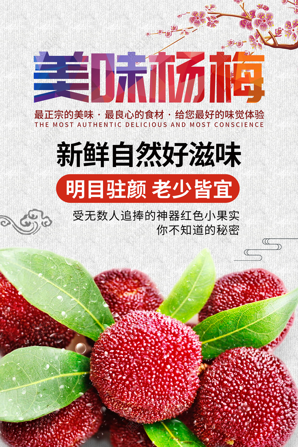 中国风美味杨梅水果宣传海报