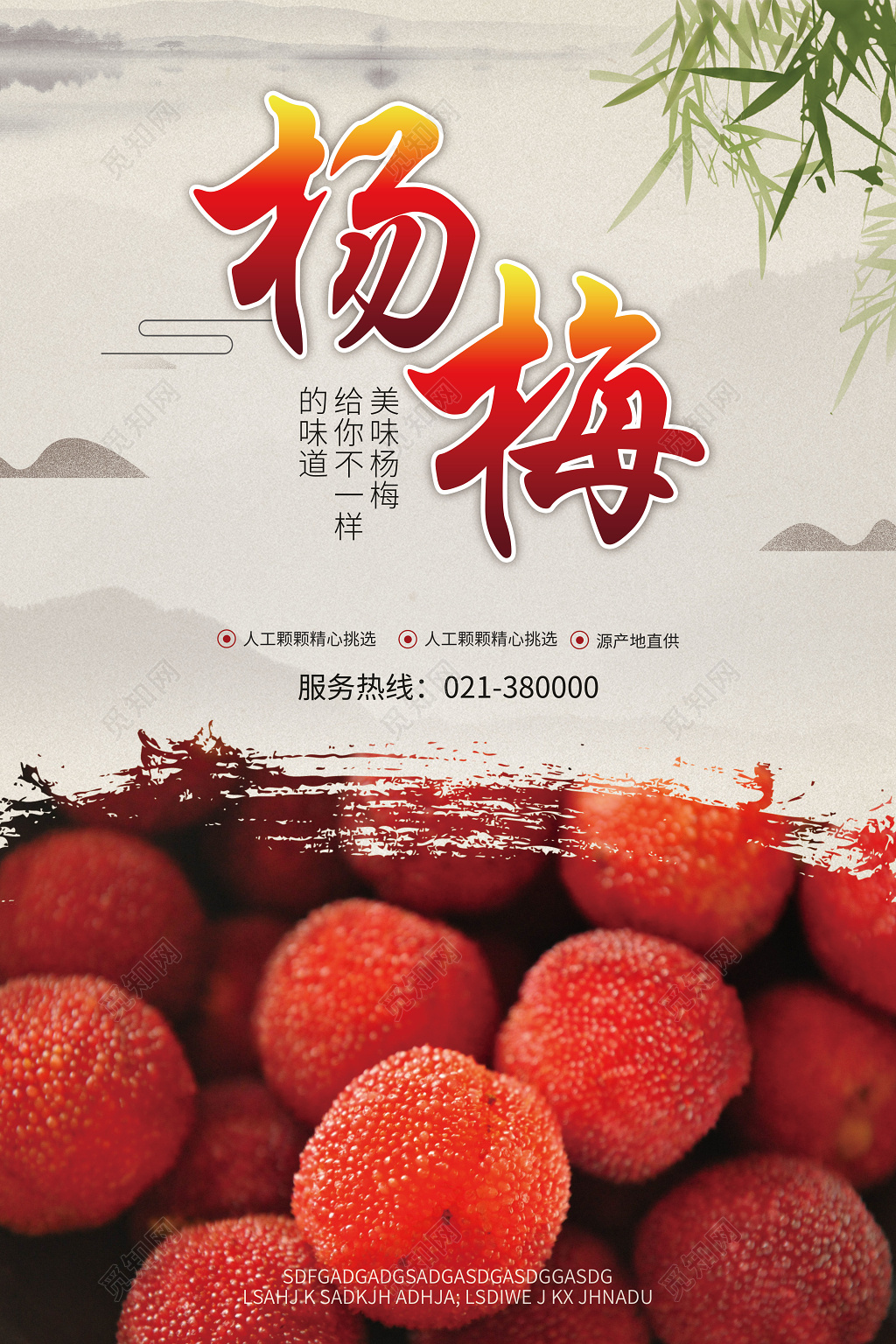 中国风美味杨梅水果宣传海报