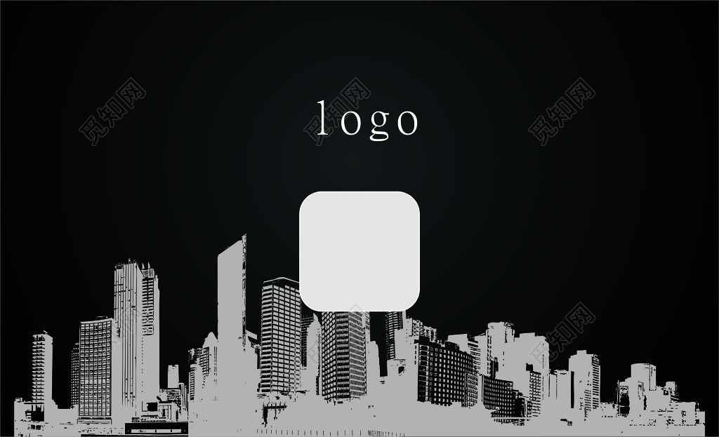 黑色简约楼群剪影家装名片