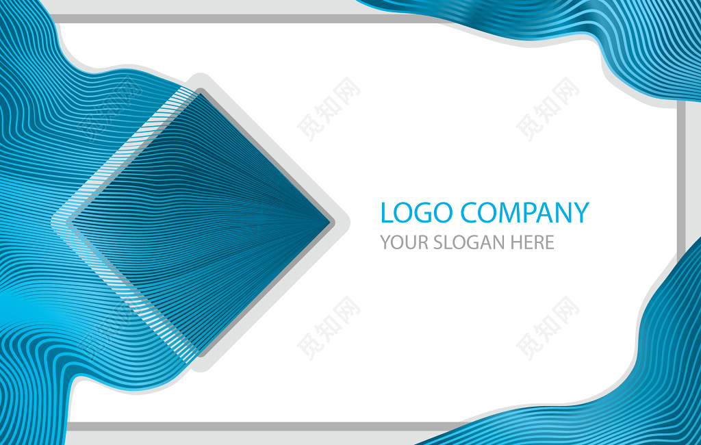 波纹蓝色公司商务名片模板