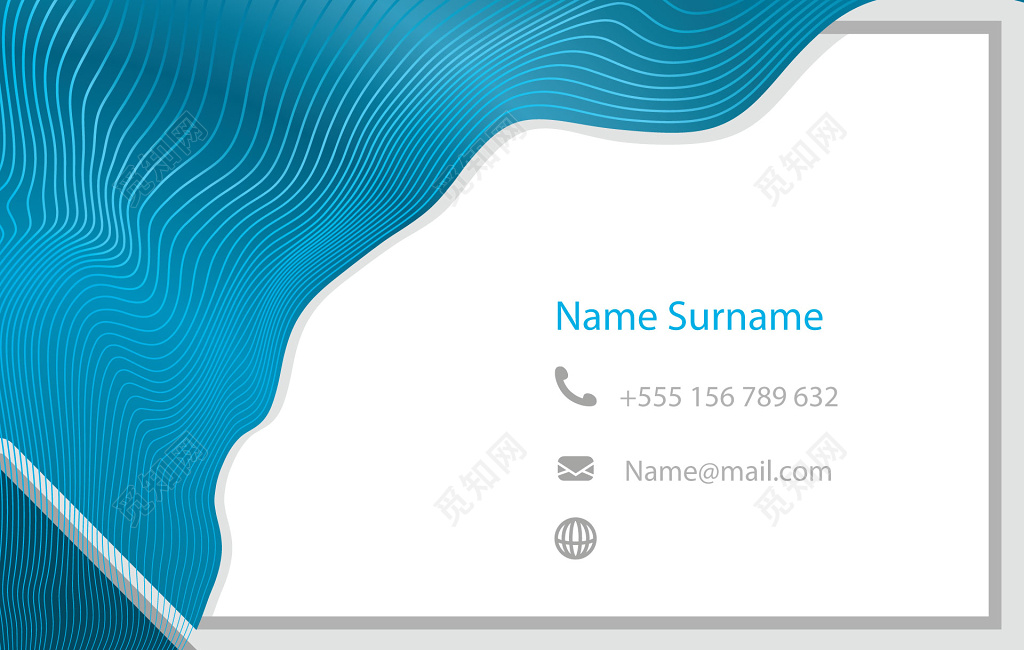 波纹蓝色公司商务名片模板