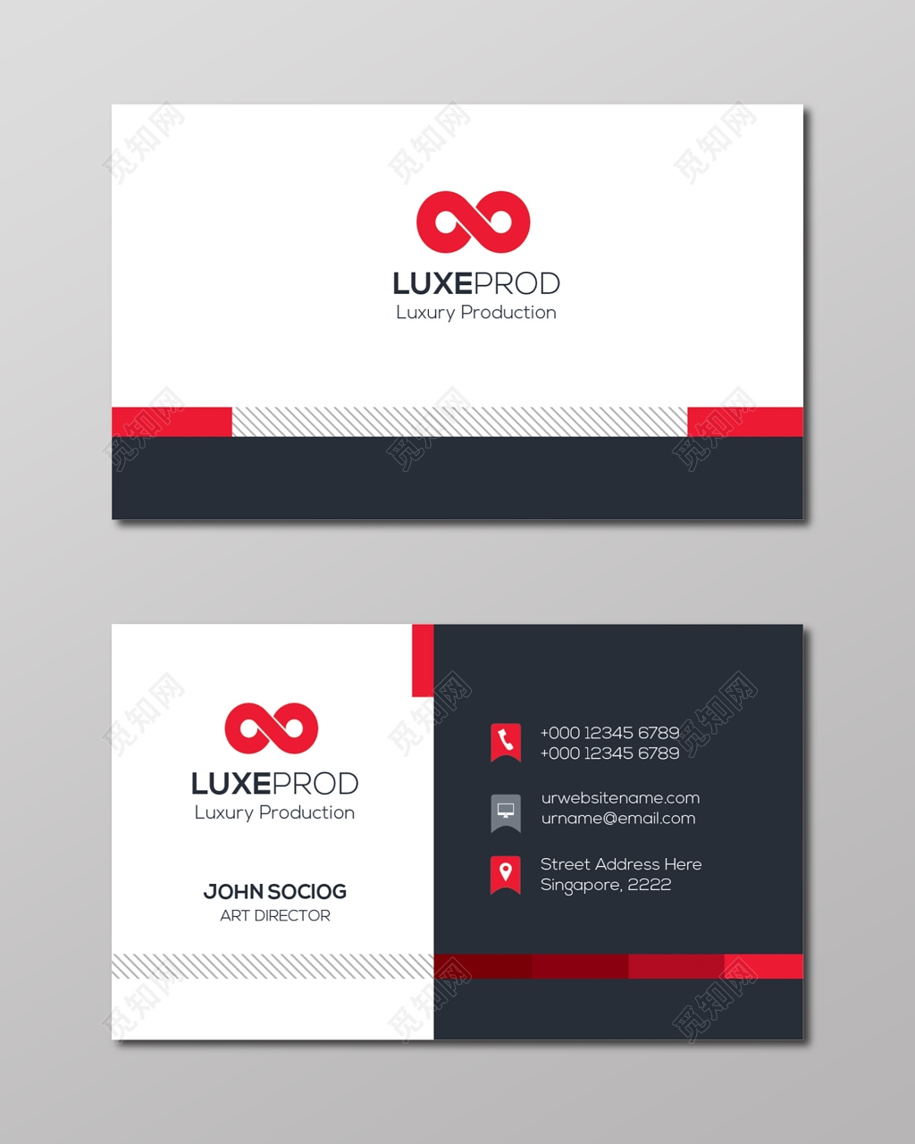 红黑简约大气商业名片设计模板