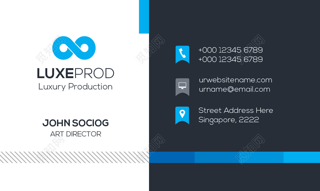 黑蓝简约个性商业名片设计模板