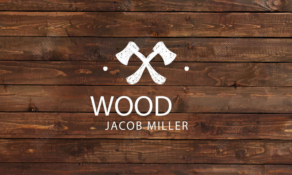 木纹底色简约商务名片模板