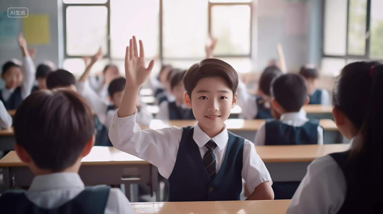 学生课堂发言举手校园教育开学季