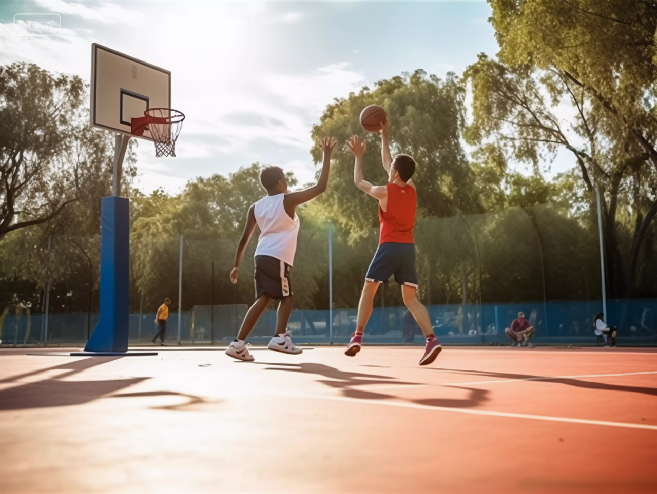 两个人在篮球场打篮球运动方式锻炼身体健身健康生活健康生活理念