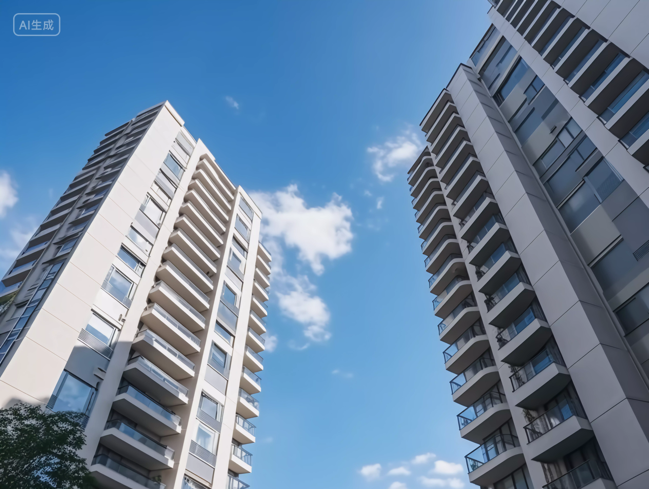 现代住宅大楼小区公寓仰视房子高楼大厦房屋居住房地产摩天大楼都市风景