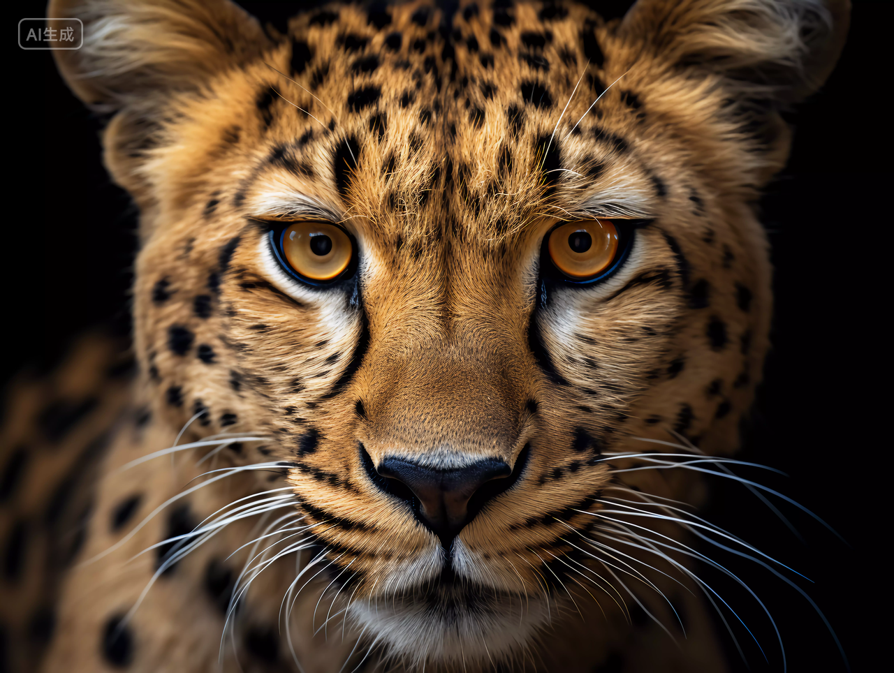 蓝天白云下大自然野生动物豹子眼神凶狠的猎豹