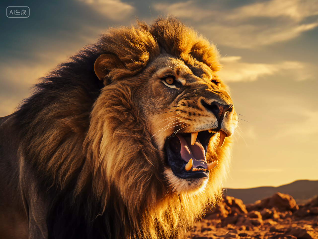 大自然自然荒野区野生动物有气势的狮子狮王森林之王