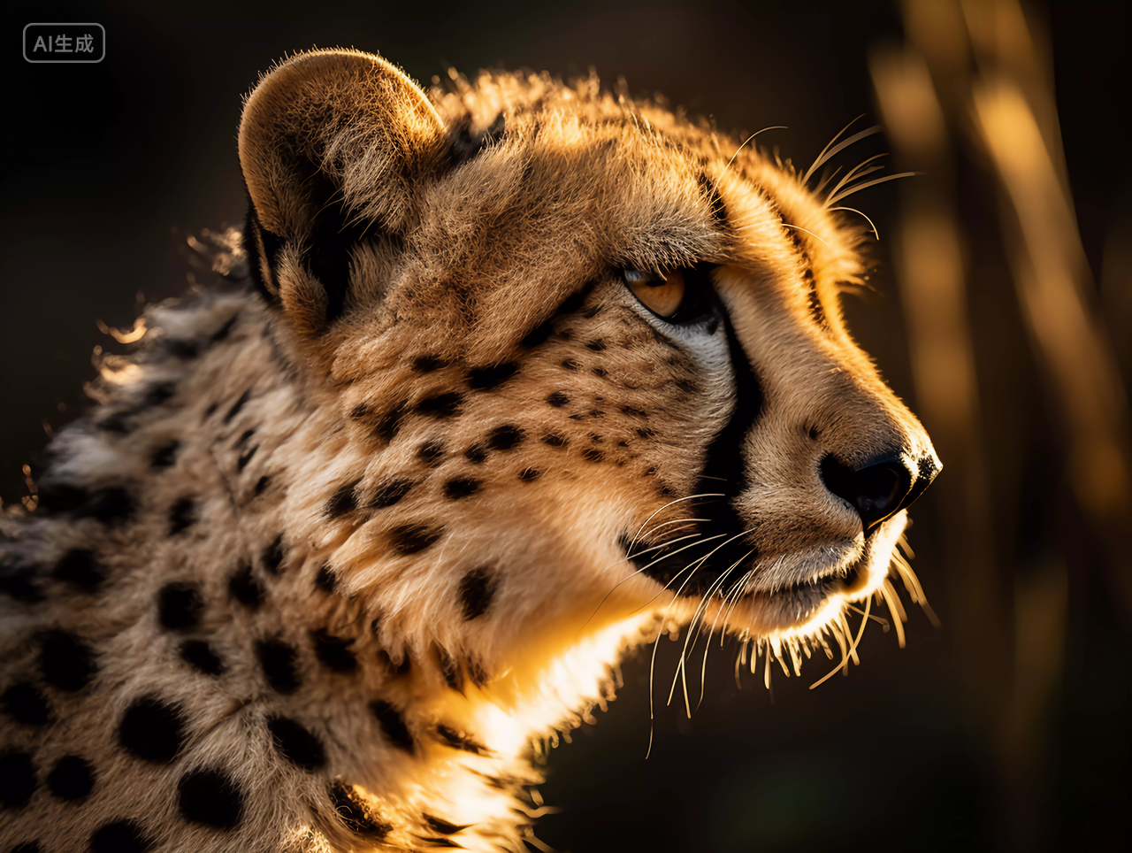 蓝天白云下大自然野生动物豹子眼神凶狠的猎豹