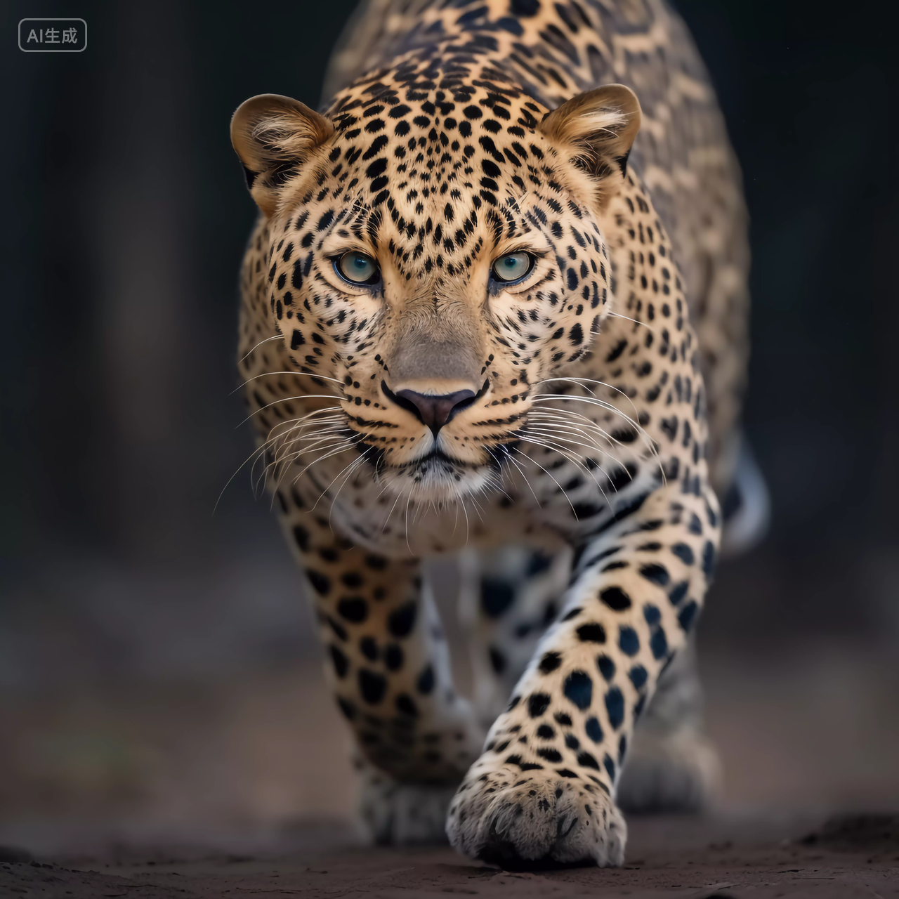 蓝天白云下大自然野生动物豹子眼神凶狠的猎豹