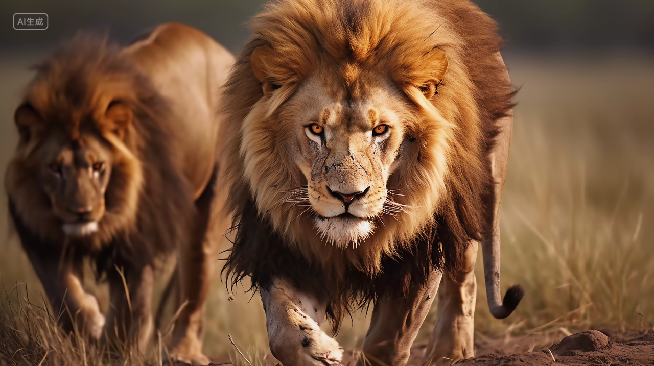 大自然自然荒野区野生动物有气势的狮子狮王森林之王