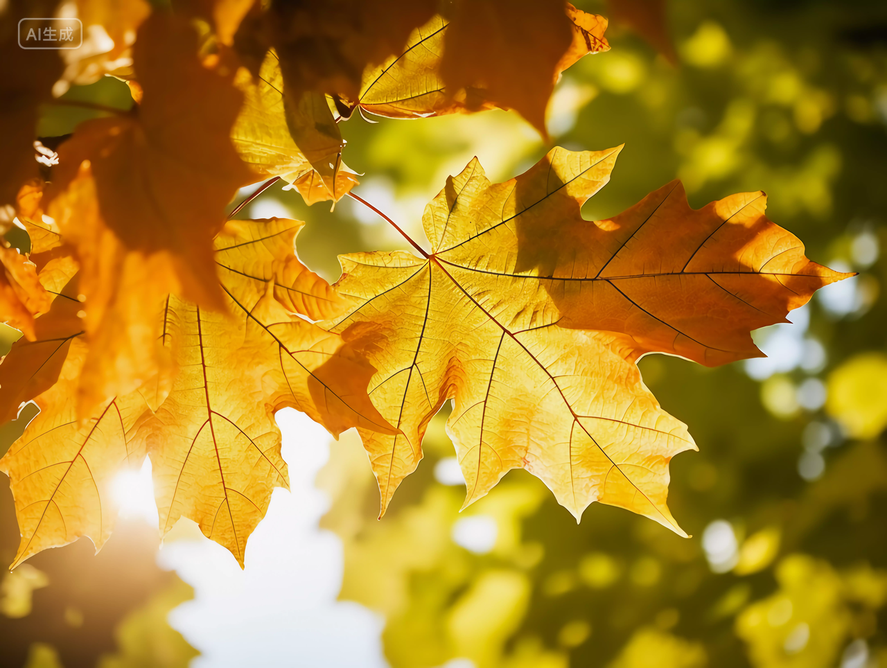 阳光透过梧桐叶照下来法国梧桐叶特写秋天深秋的梧桐树梧桐叶法国梧桐浪漫壁纸风景