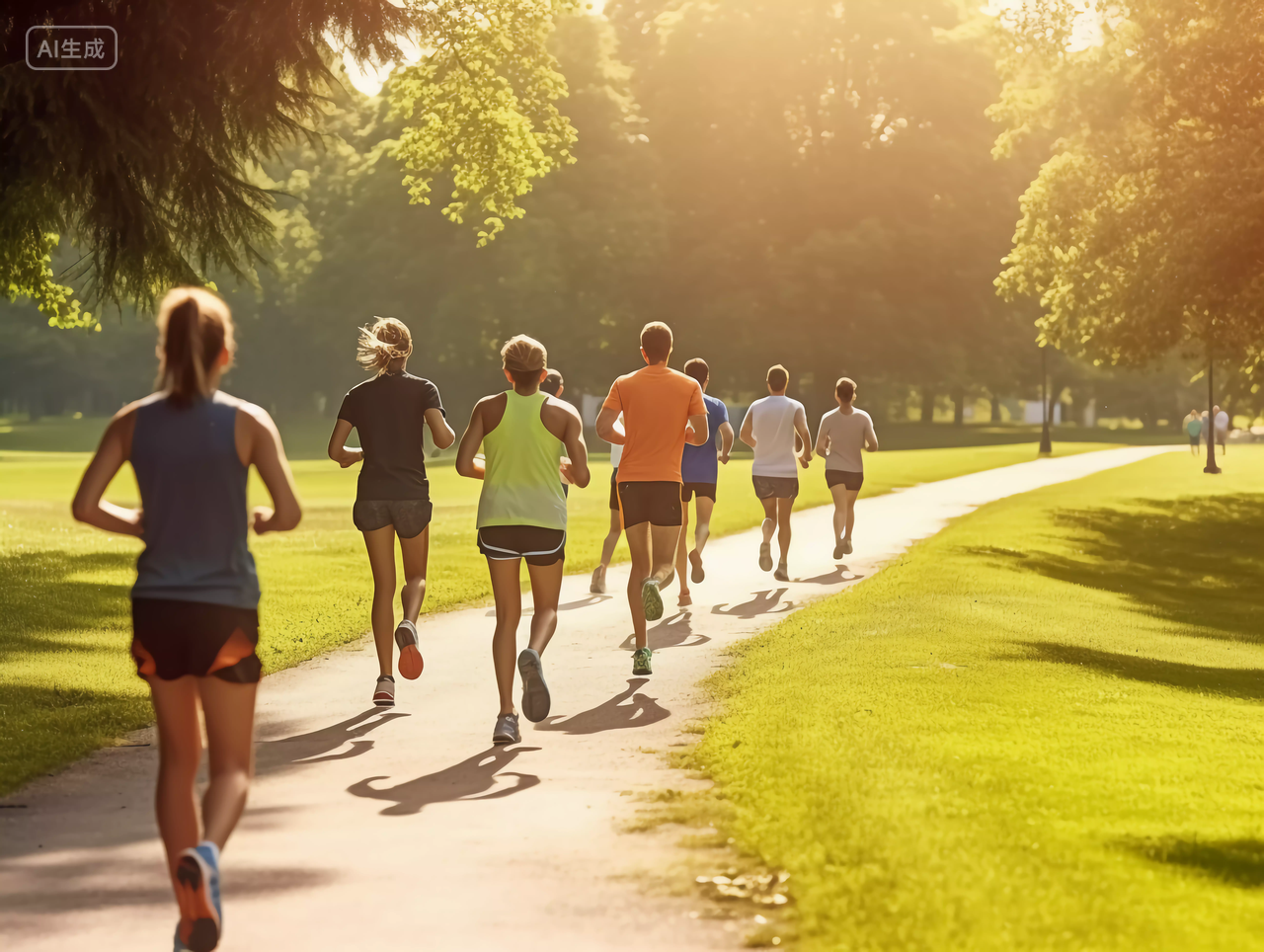 一群人在公园跑步全民运动运动方式锻炼身体健身健康生活健康生活理念