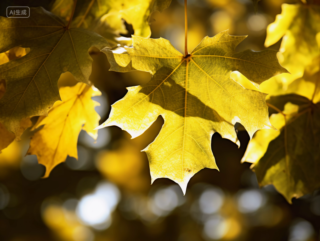 阳光透过梧桐叶照下来法国梧桐叶特写秋天深秋的梧桐树梧桐叶法国梧桐浪漫壁纸风景