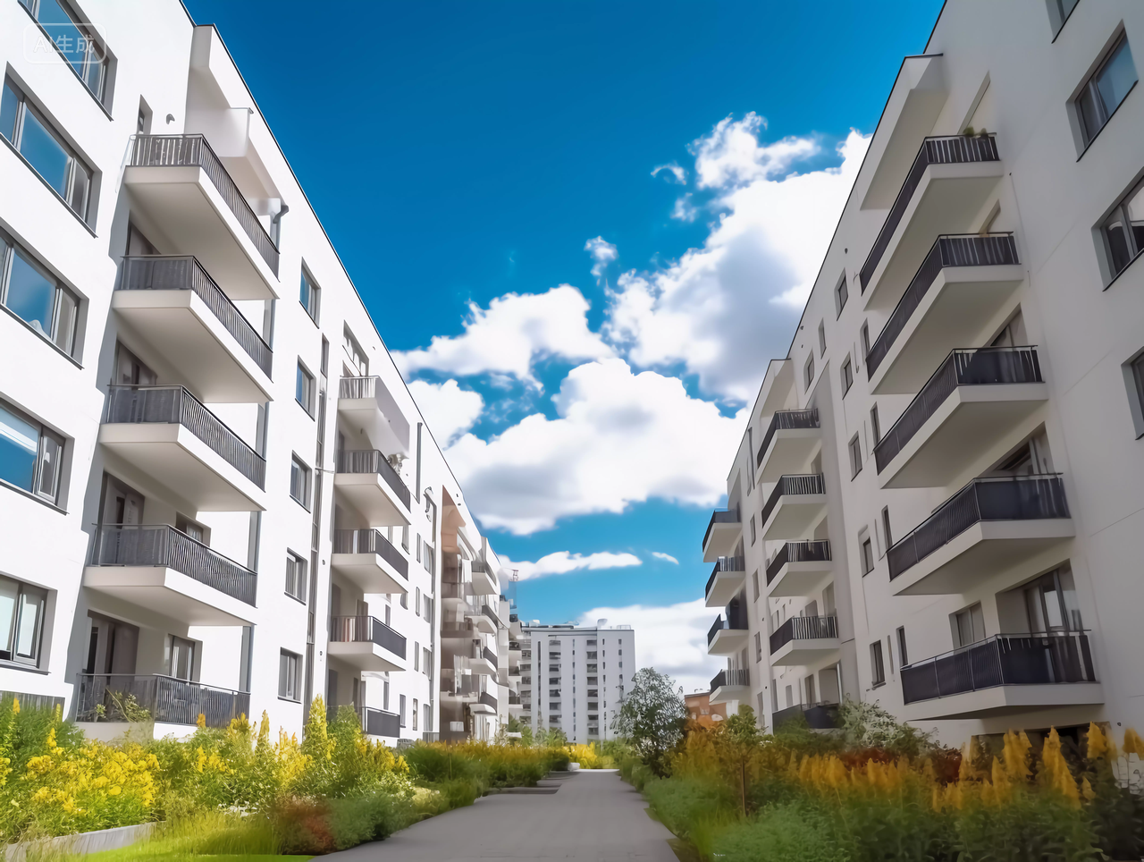 现代住宅大楼小区公寓仰视房子房屋居住房地产摩天大楼都市风景