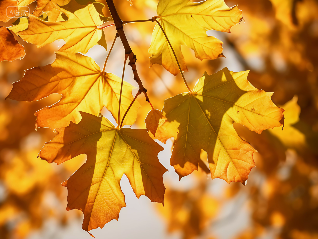 阳光透过梧桐叶照下来法国梧桐叶特写秋天深秋的梧桐树梧桐叶法国梧桐浪漫壁纸风景