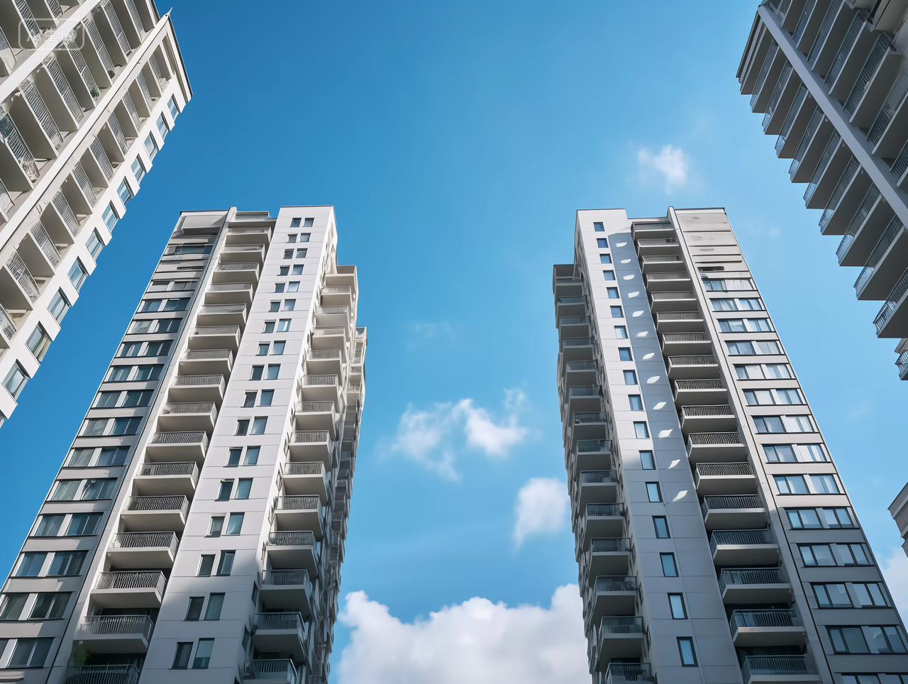 现代住宅大楼小区公寓仰视房子高楼大厦房屋居住房地产摩天大楼都市风景