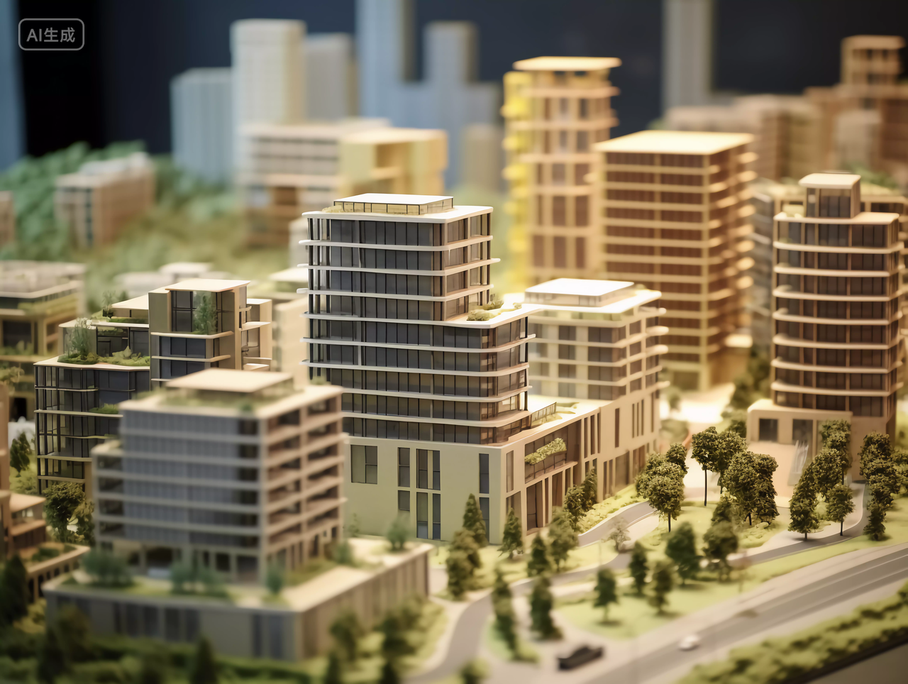 售楼处的建筑模型开发楼沙盘房子高楼大厦房屋居住房地产摩天大楼都市风景