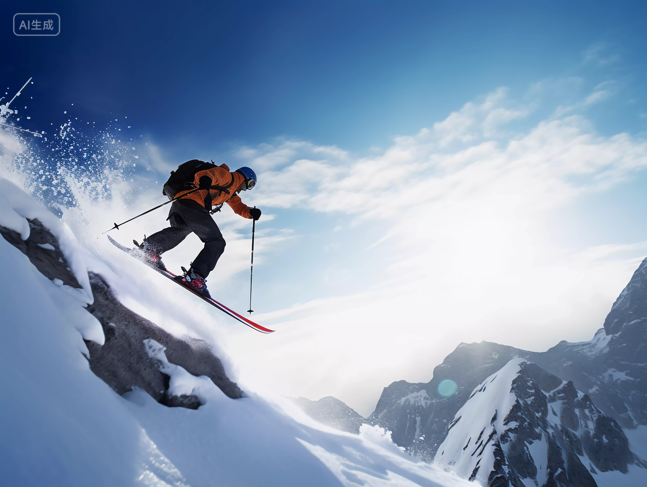 户外极限运动雪山滑雪运动方式锻炼身体健身健康生活健康生活理念