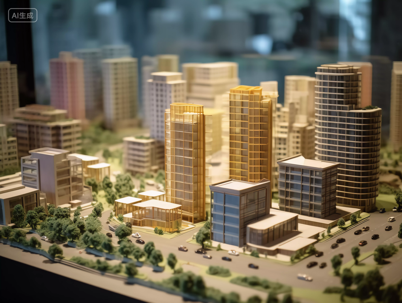 售楼处的建筑模型开发楼沙盘房子高楼大厦房屋居住房地产摩天大楼都市风景