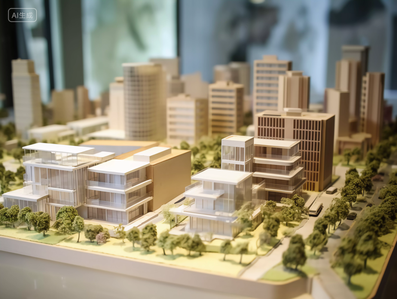 售楼处的建筑模型开发楼沙盘房子高楼大厦房屋居住房地产摩天大楼都市风景