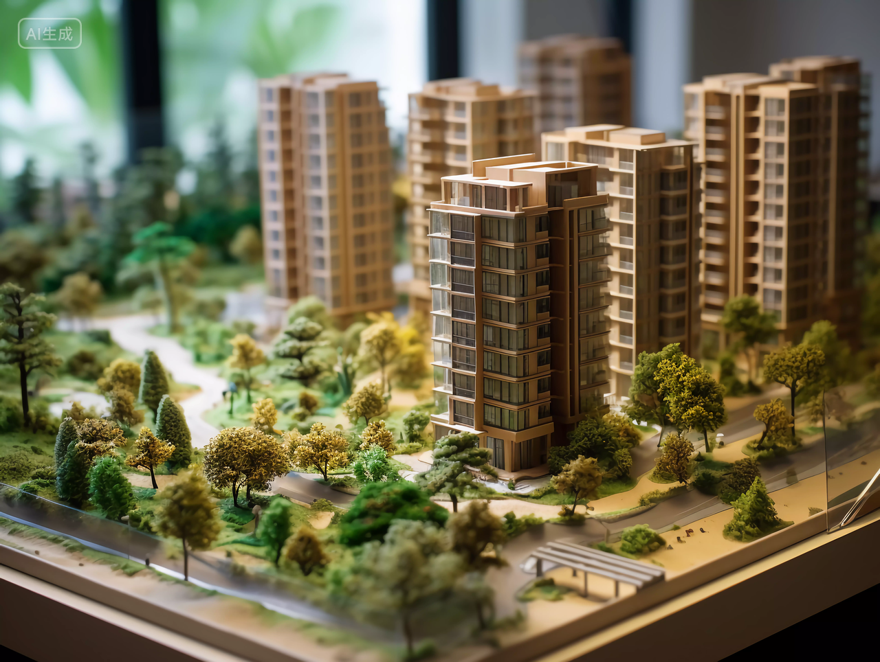 售楼处的建筑模型开发楼沙盘房子高楼大厦房屋居住房地产摩天大楼都市风景