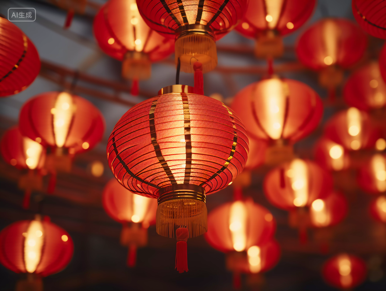 中秋的红色灯笼喜庆中秋节八月十五中国文化传统节日花好月圆