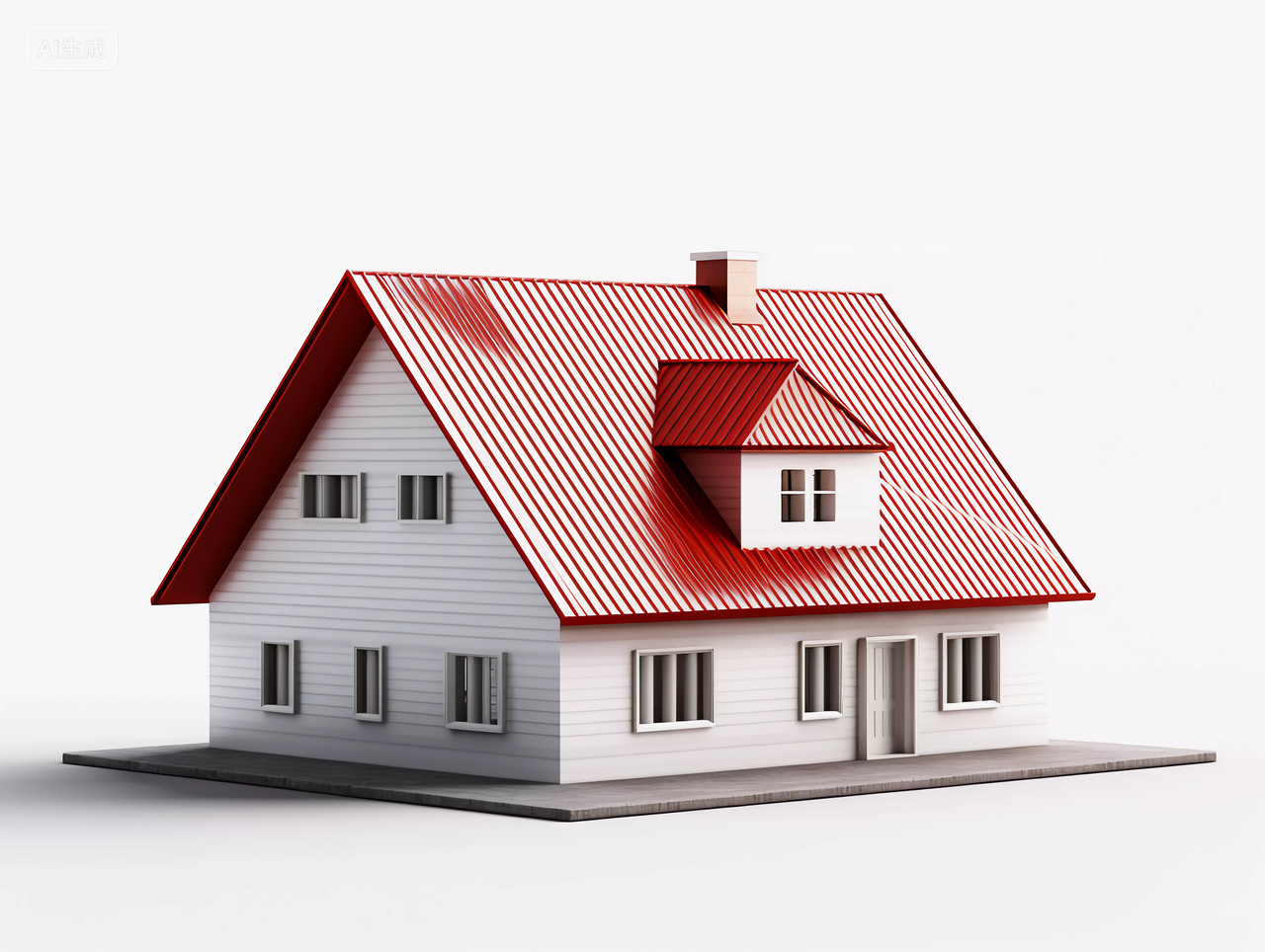 白色背景上的房子模型红房顶房子高楼大厦房屋居住房地产摩天大楼都市风景