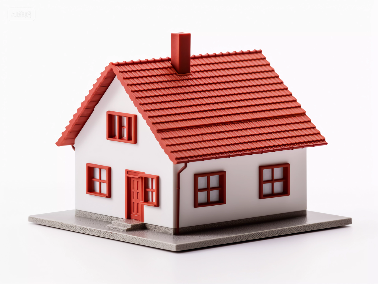 白色背景上的房子模型红房顶房子房屋居住房地产摩天大楼都市