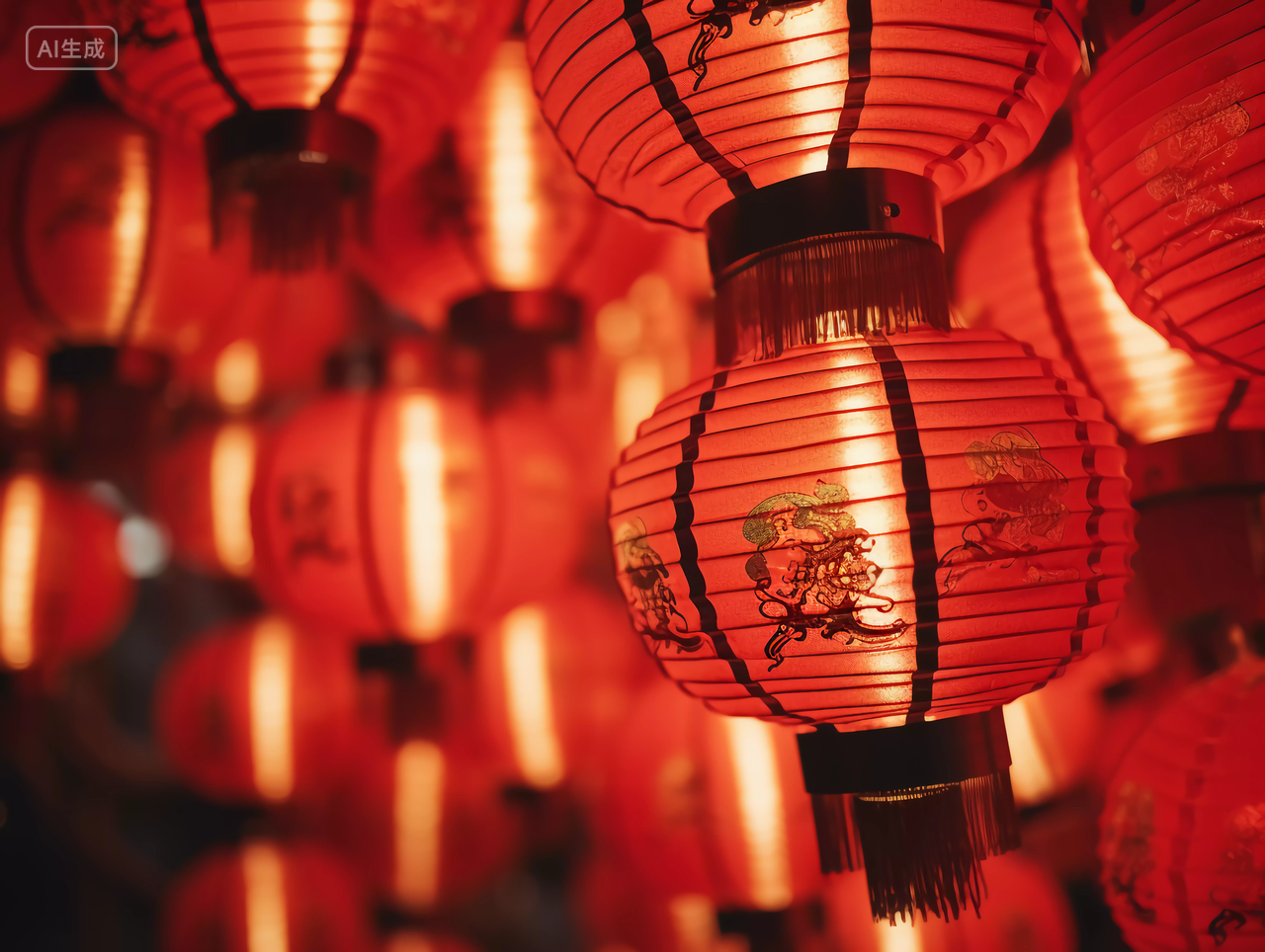 中秋的红色灯笼喜庆中秋节八月十五中国文化传统节日花好月圆