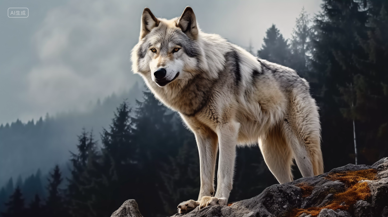 大自然野生动物狼有气势的野狼