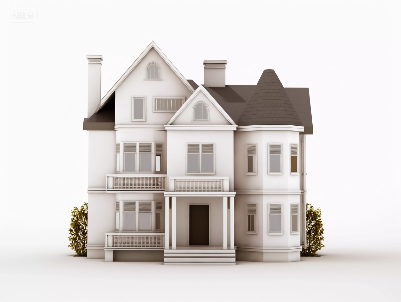白色背景豪宅模型房子模型房子高楼大厦房屋居住房地产摩天大楼都市风景