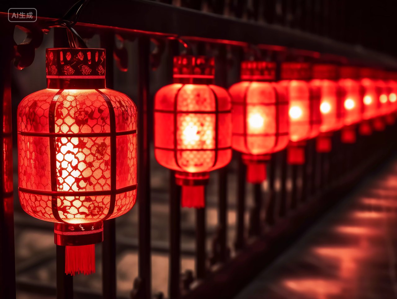 中秋的红色灯笼喜庆中秋节八月十五中国文化传统节日花好月圆