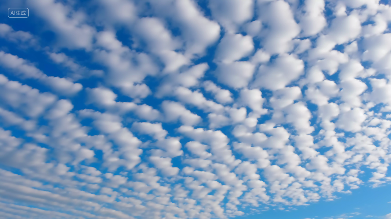 鱼鳞状云朵气象学蓝天白云风景图
