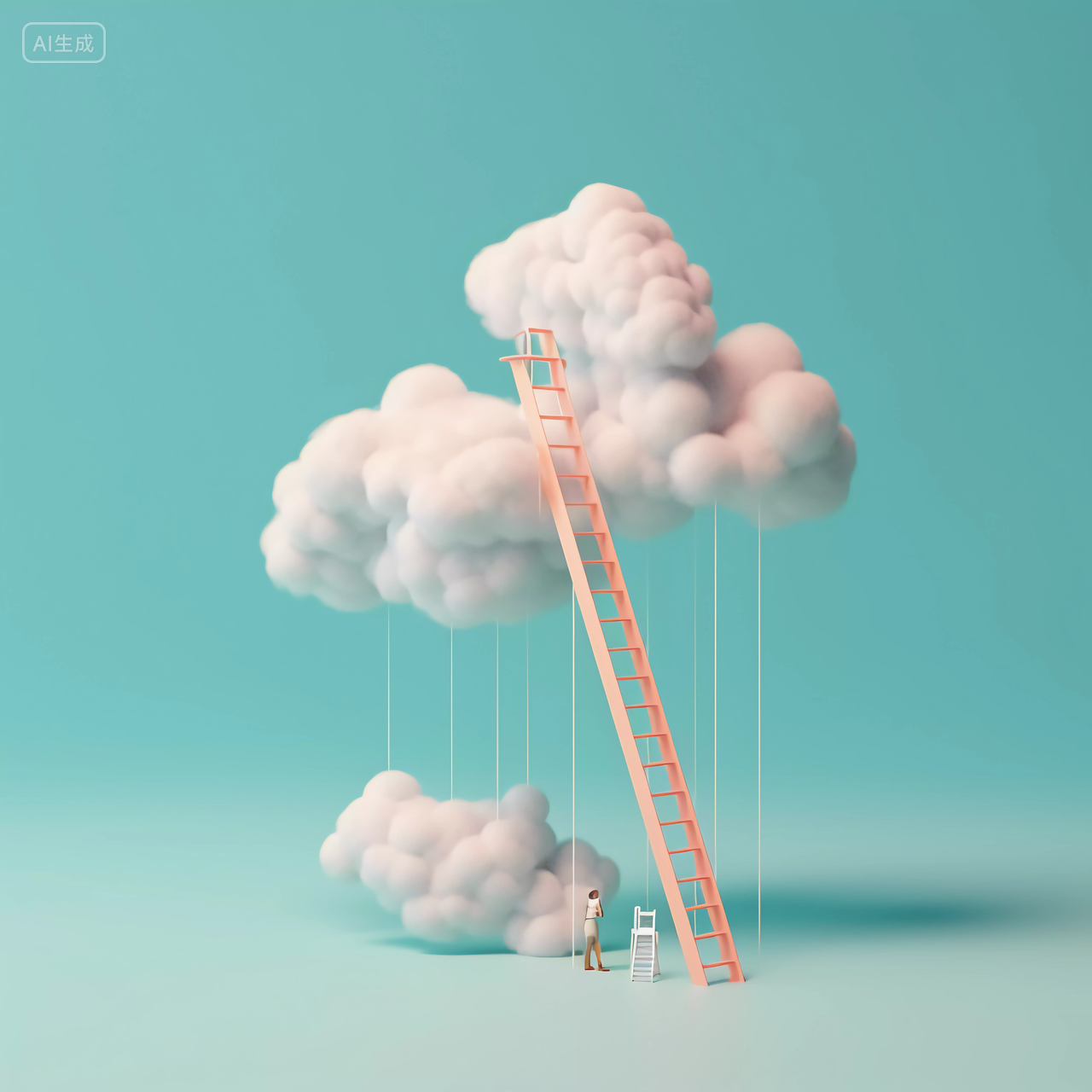 云的阶梯三维渲染成功概念图