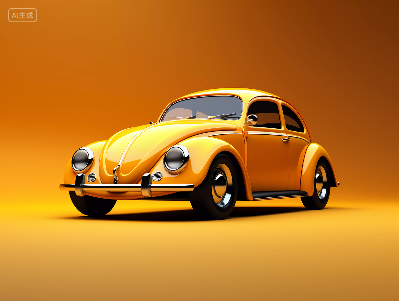 明亮鲜艳黄色的汽车产品图