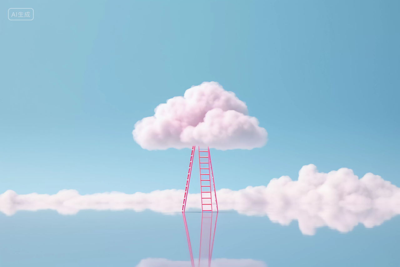 云的阶梯三维渲染成功概念图