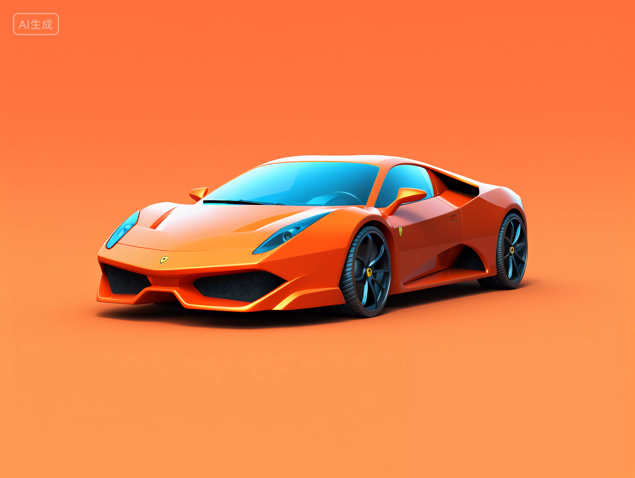 明亮鲜艳橙色的汽车产品图