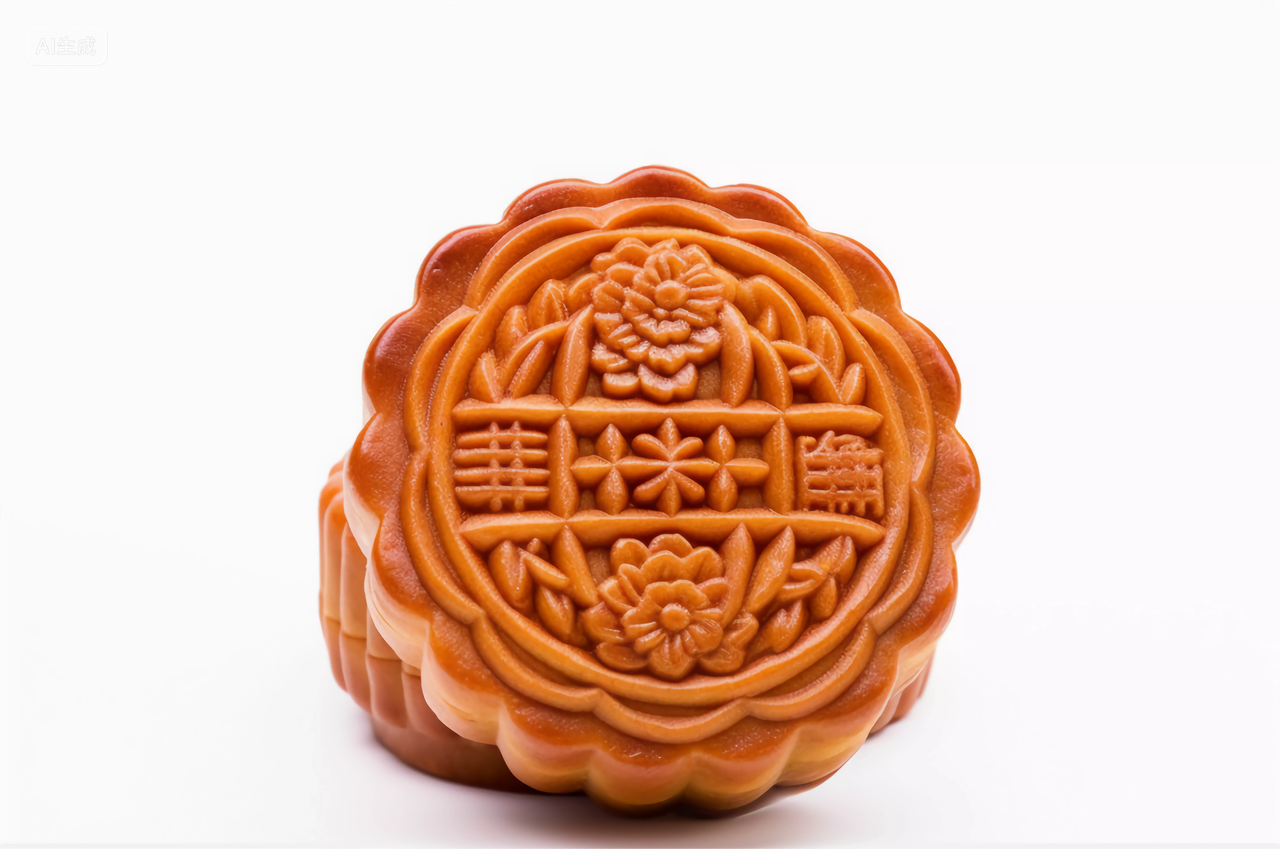 月饼产品白底图中秋圆月中国传统节日八月中秋节糕点配图美食