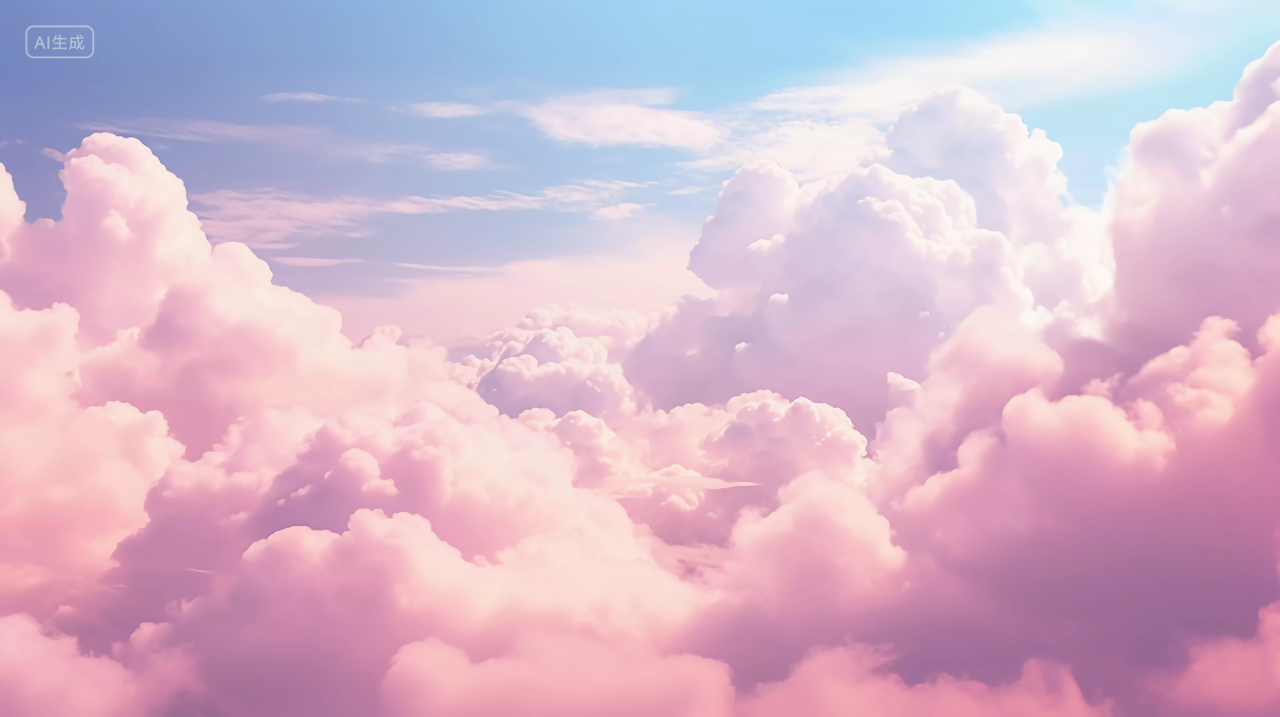 粉色的云彩云朵蓝天中的白云风景图
