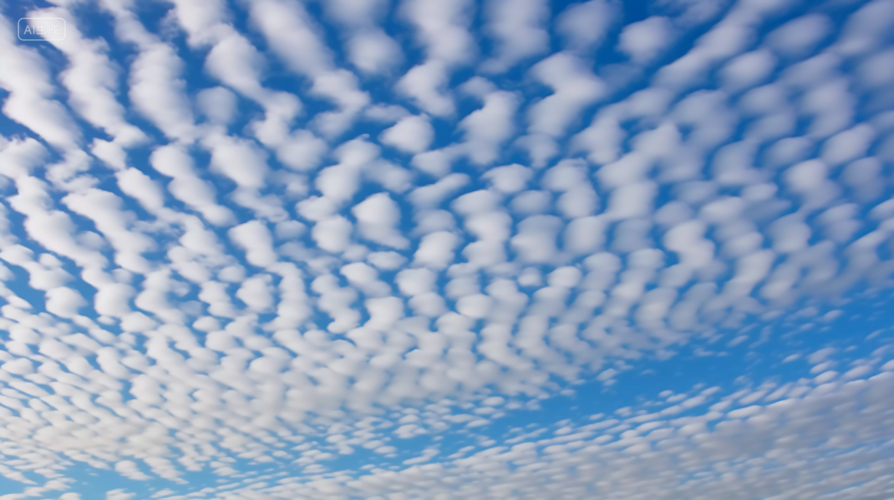 鱼鳞状云朵气象学蓝天白云风景图