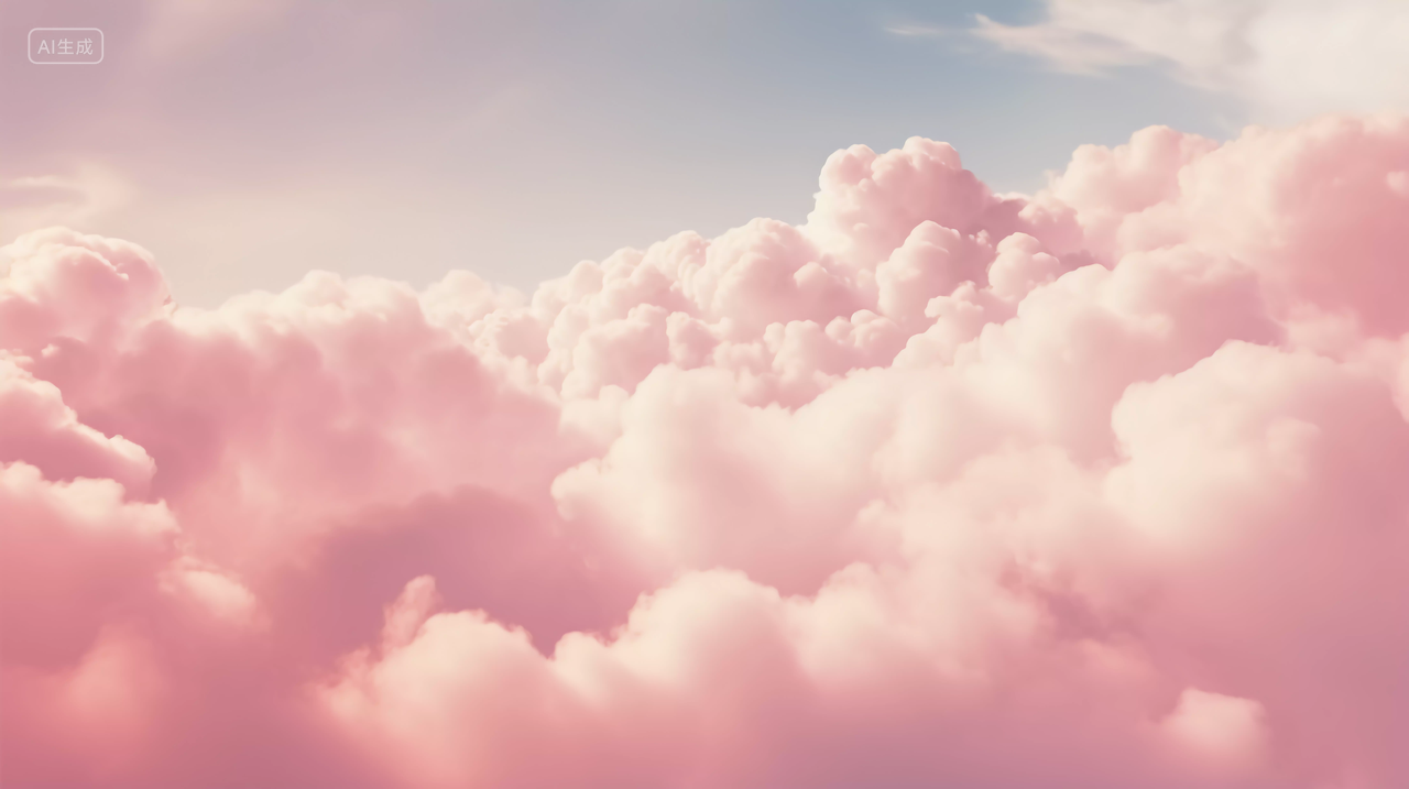 粉色的云彩云朵蓝天中的白云风景图